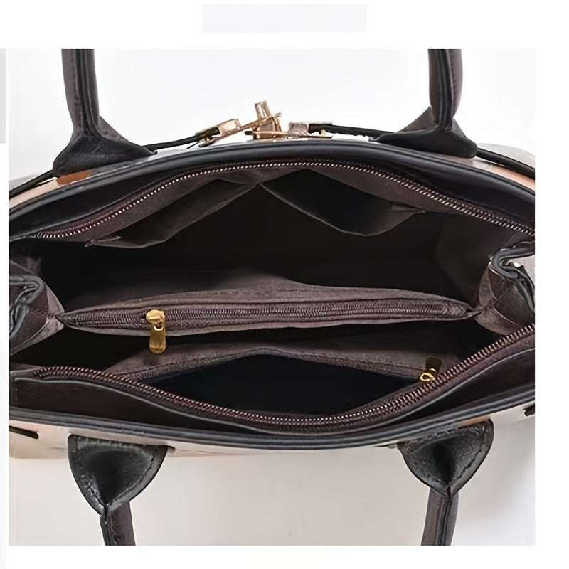 3-Piece Women's Faux Leather Handbag Set with Adjustable Strap