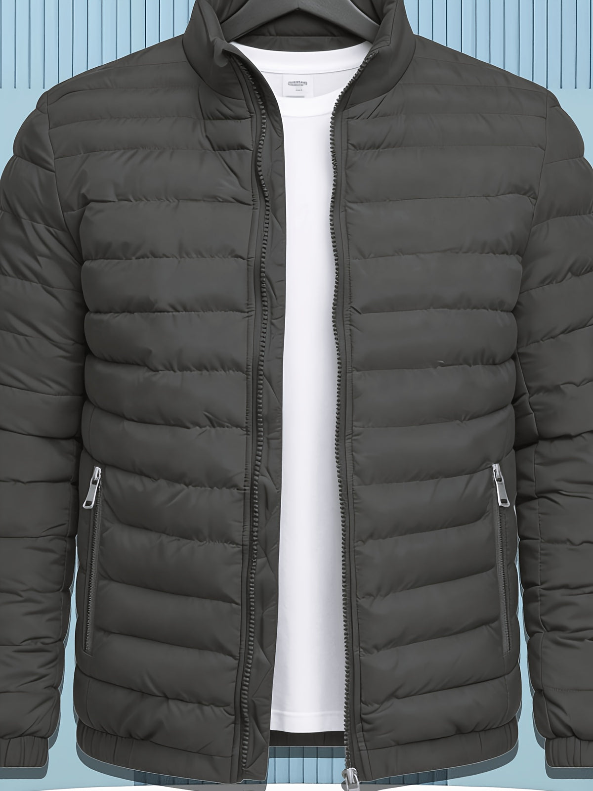 Men's Winter Softshell Jacket with Stand Collar and Zipper