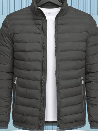 Men's Winter Softshell Jacket with Stand Collar and Zipper
