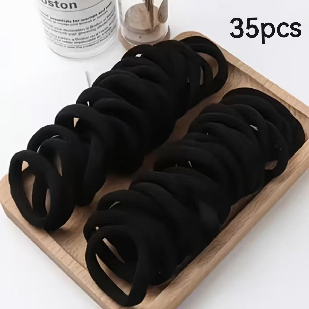 28/35pcs Solid Color Elastic Hair Ties - Durable Ponytail Holders