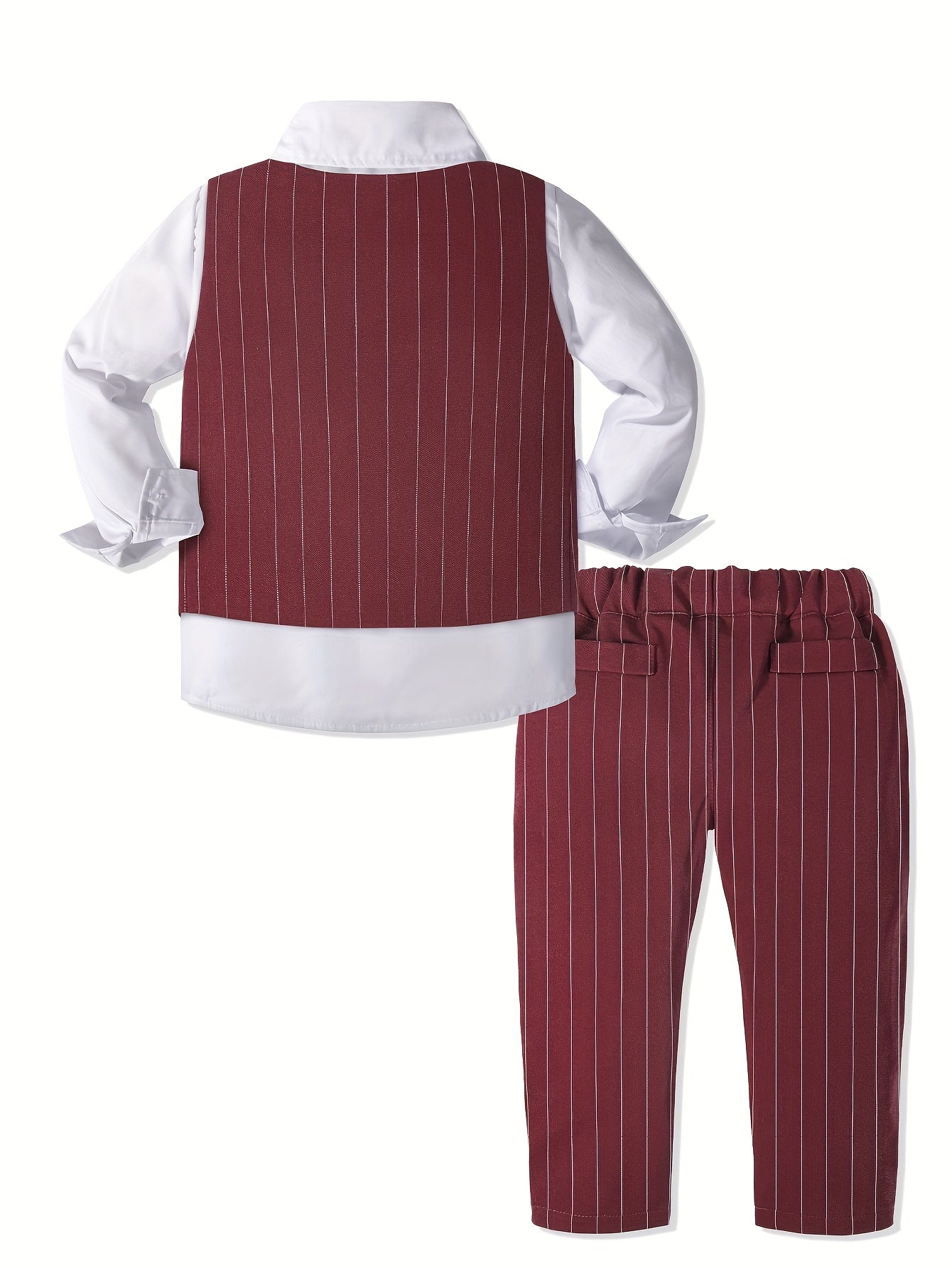 Boys' Striped Vest Suit with White Shirt and Trousers