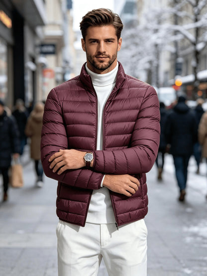 Men's Lightweight Stand-Collar Quilted Jacket for Fall Winter