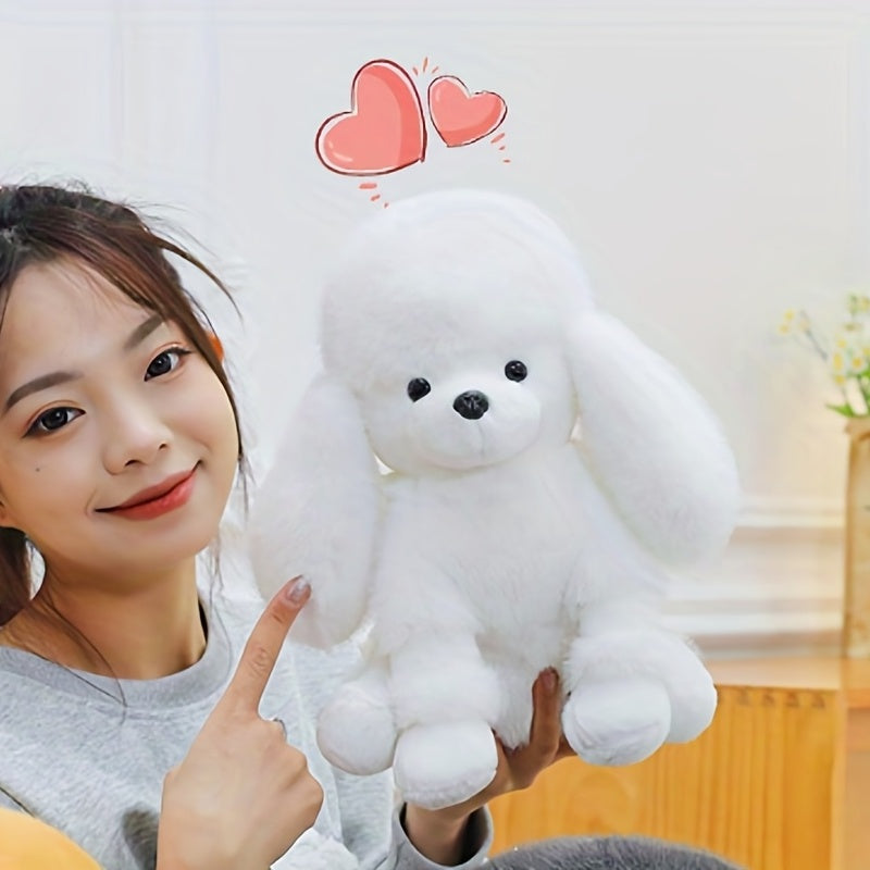 Realistic Poodle Plush Doll - White Poodle Puppy with Fluffy Hair, Paws & Ears, Soft Stuffed Animal for Kids, Collectors, Birthday & Christmas Gifts, Cuddly Companion (No /Easy Care)