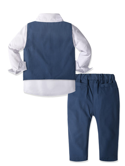 Boys' Slim-Fit 4-Piece Formal Suit Set for Weddings & Performances