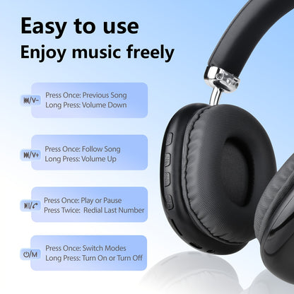 Wireless Over-Ear Headphones with Mic and Type-C Charging