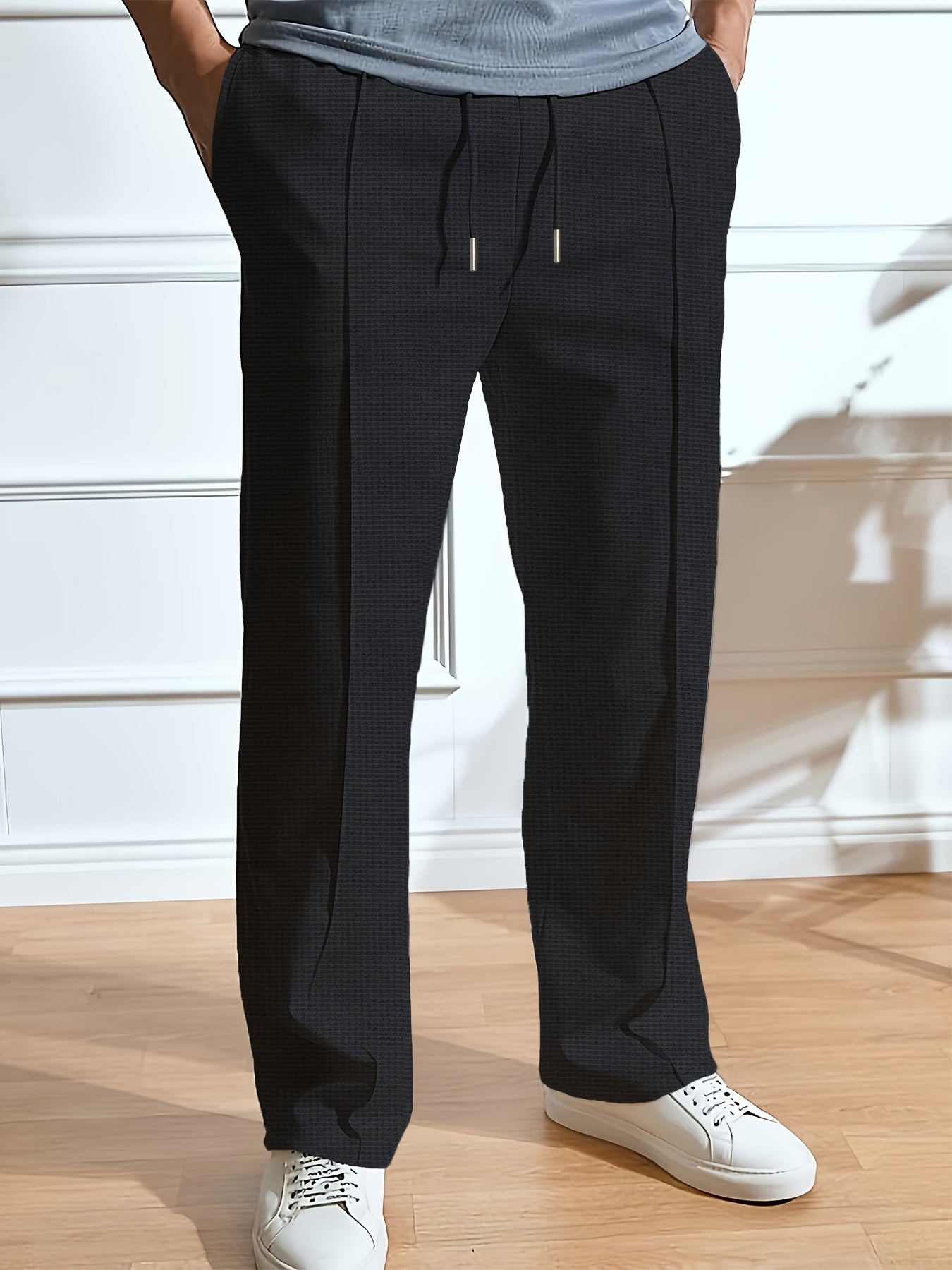 Men's Casual Straight-Leg Knit Sports Pants - Breathable Comfort