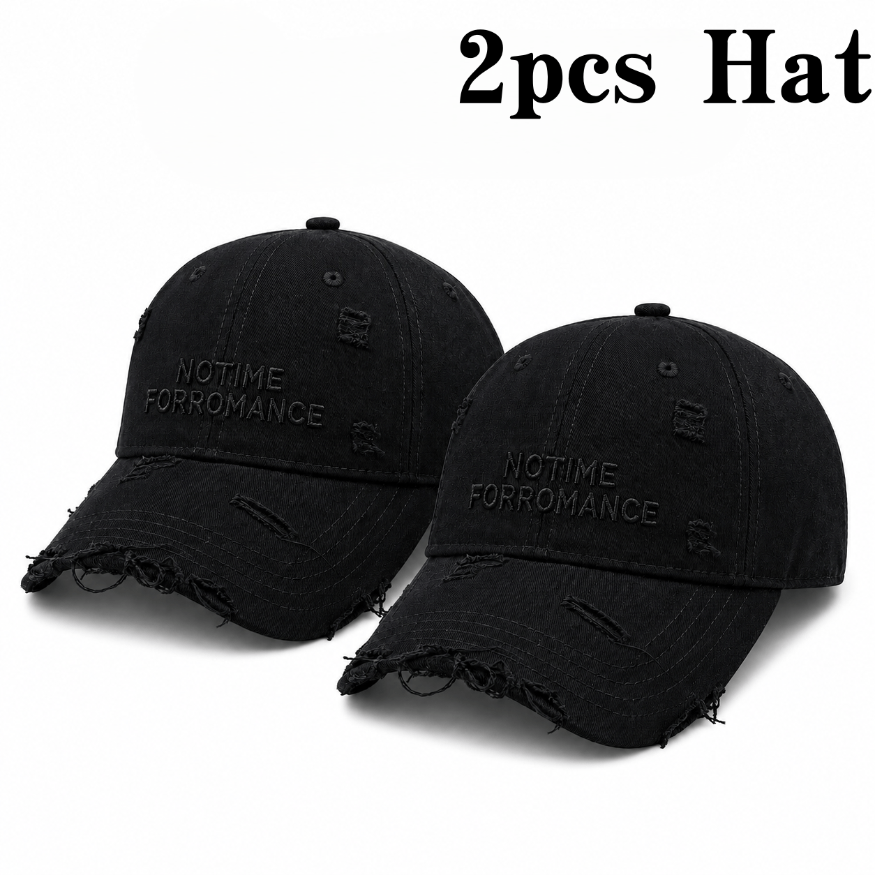 Unisex Embroidered Washed Cotton Baseball Cap with Wide Brim