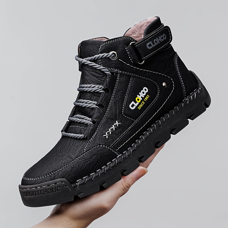 Men's Warm Winter Ankle Boots - Durable Handmade Lace-Up Chukas