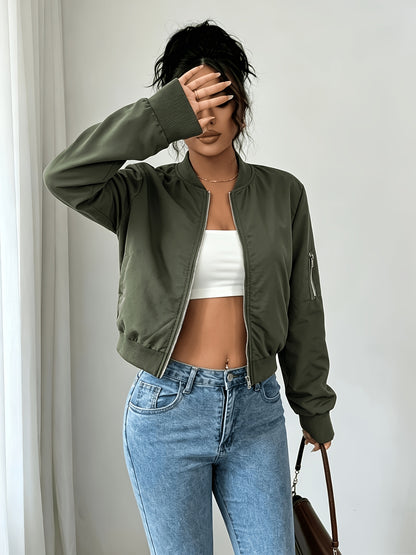 Women's Casual Y2K Zip-Up Baseball Jacket with Pockets