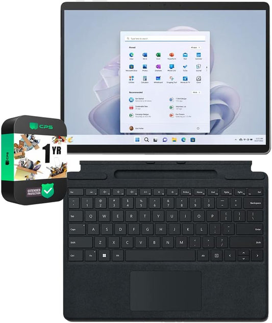 Microsoft Surface Pro 9 13" Touch Tablet, Intel I7, 16GB/256GB, Platinum Bundle Surface Pro Signature Mechanical Keyboard, Black and 1 YR CPS Enhanced Protection Pack