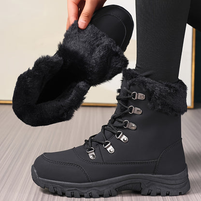 Women's & Men's Heavy-Duty Winter Snow Boots - Thickened Round-Toe Traction Tires, Faux Upper & TPR Sole, Unisex High-Ankle Trekking Boots for Skiing, Ice, Hiking, Snowshoeing - Cold Weather Outdoor Footwear