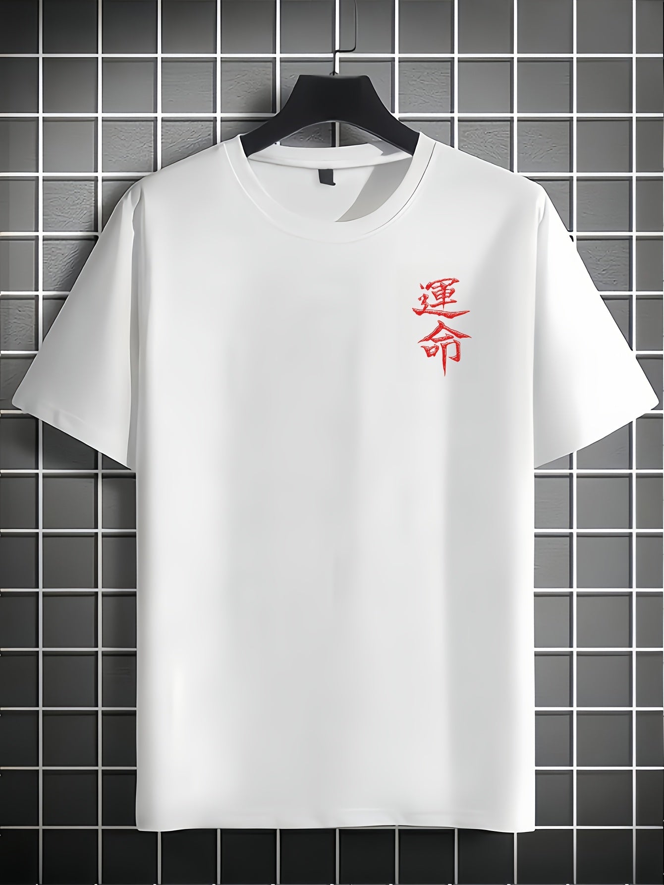 Men'S Japanese Samurai Sword Graphic T-Shirt - Casual Loose Fit Crew Neck, Short Sleeve Tee with Red Stylized Japanese Katanas Design, Breathable Polyester for Spring  Summer Outdoor Wear