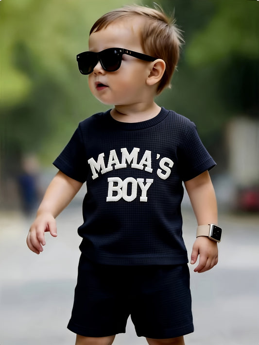 Boys' Casual Summer 2-Piece Pullover Set with Alphabet Print - ayq