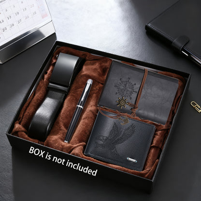 A Men'S Belt Set, Including a Business Belt, a Wallet, a Notebook, And a Pen, Is an Essential Item for Men in Both Daily Life And The Workplace, Embodying a High-End Business Aura And Sophistication, Representing Masculinity!