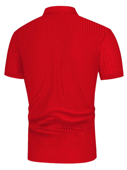 Men's Vintage Short Sleeve Polo Shirt - Soft Stretch Polyester - ayq