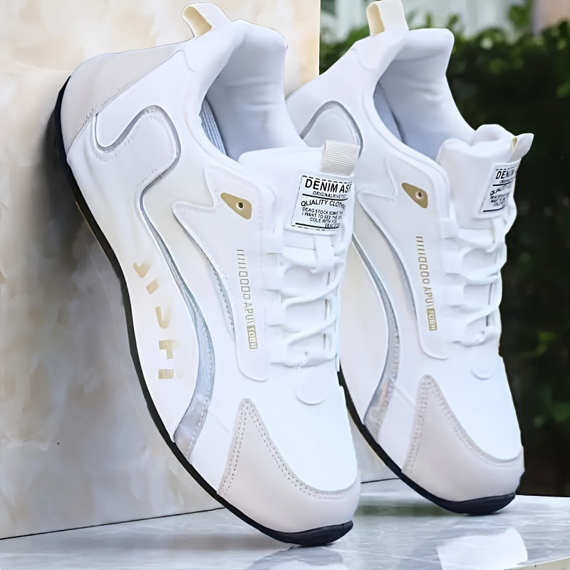 Men's Casual Comfort Training Shoes, Low-Top Lace-Up Sneakers for Walking, Outdoor Activities, and Travel - PU Upper, Fabric Lining, PVC Sole