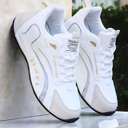 Men's Casual Comfort Training Shoes, Low-Top Lace-Up Sneakers for Walking, Outdoor Activities, and Travel - PU Upper, Fabric Lining, PVC Sole