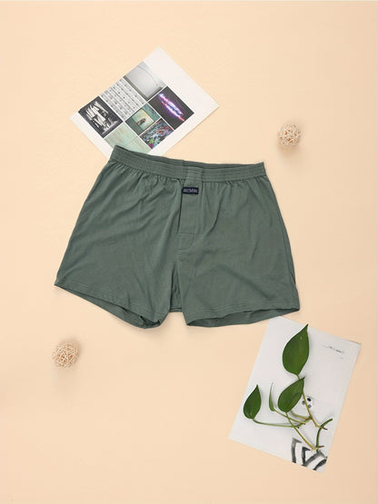 Men's High-Waisted Cotton Boxer Briefs with Button Closure