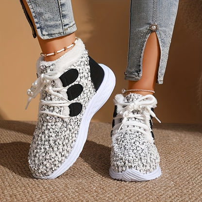 XS կանացի նորաձև, հարմարավետ, տաք, բաց գույնի, փափուկ, ժանյակավոր կարճ կոշիկներ + արհեստական ​​մորթուց հյուսվածք, նորաձև, առօրյա, ձմեռային կոշիկներ, կանանց համար երկար ձմեռային կոշիկներ, լայն չափսի արհեստական ​​մորթուց կոշիկներ, կանացի ձյան կոշիկներ