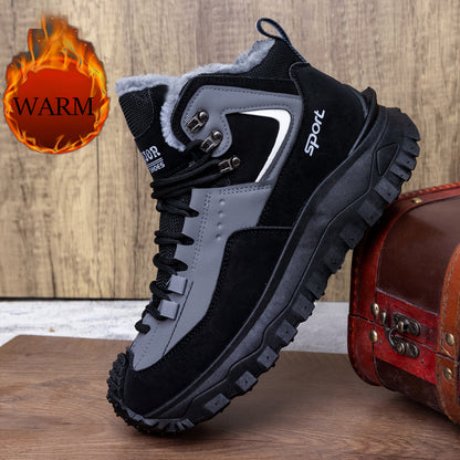 Men's Outdoor Hiking Shoes - Multi-Terrain Breathable Athletic Sneakers for Gym Training, High Elasticity Support & Anti-Slip Design, Lightweight and Warm Snow Sports Footwear
