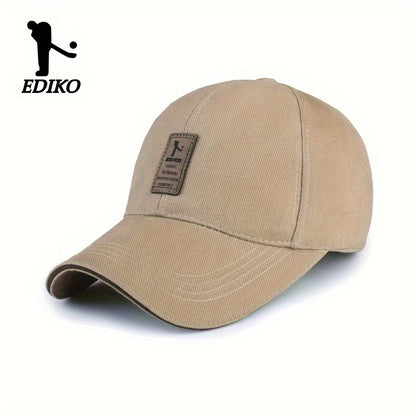EDIKO Unisex Baseball Cap, 100%, Breathable Sun Protection Hat for Men & Women, Casual Outdoor Golf Cap, Woven, Hand Washable - Black