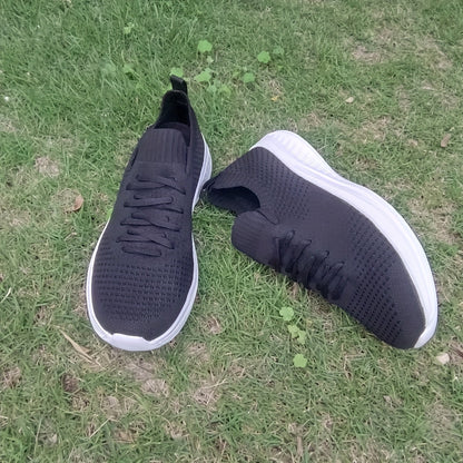 Men's Casual Running Shoes, Walking Tennis Sneakers, Lightweight Breathable Soft Sole Woven Work Shoes
