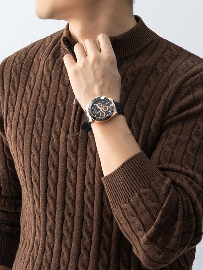 New Men'S Christmas Gift: a Thick, Warm, And Cold-Resistant Knitted Sweater with a Cable-Knit Design And a Zippered Collar, Suitable for Both Layering And Wearing Alone, Perfect for Casual And Versatile Outfits