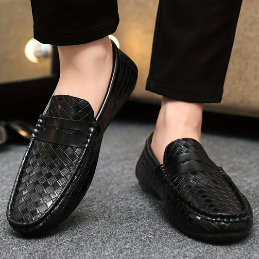Men'S British Style Loafers - Comfortable Slip-On Moccasins with Round Toe, Faux Cover Upper & PVC Sole, Perfect for Casual Wear, Parties, and Weddings, Wedding Shoes - ayq