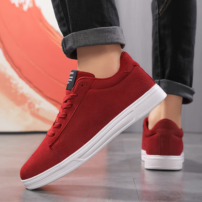 Men's Trendy Solid Skate Shoes, Comfy Non Slip Casual Lace Up Sneakers For Men's Outdoor Activities