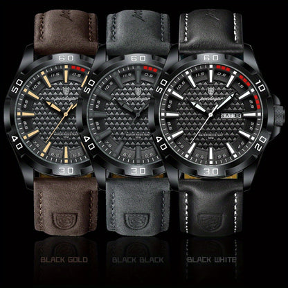 Men's Quartz Watch with PU Leather Strap, Casual Elegant Style