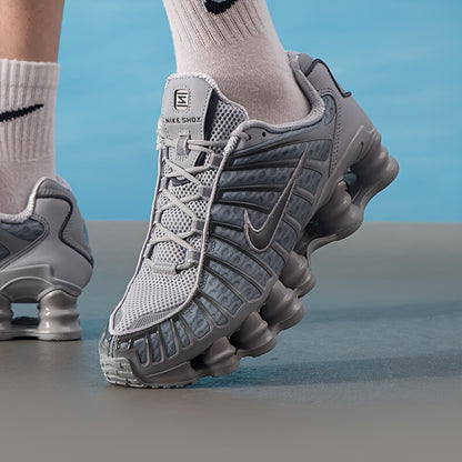 Nike Men’s Wolf Grey Shox TL Low-Top Cushioned Sneakers