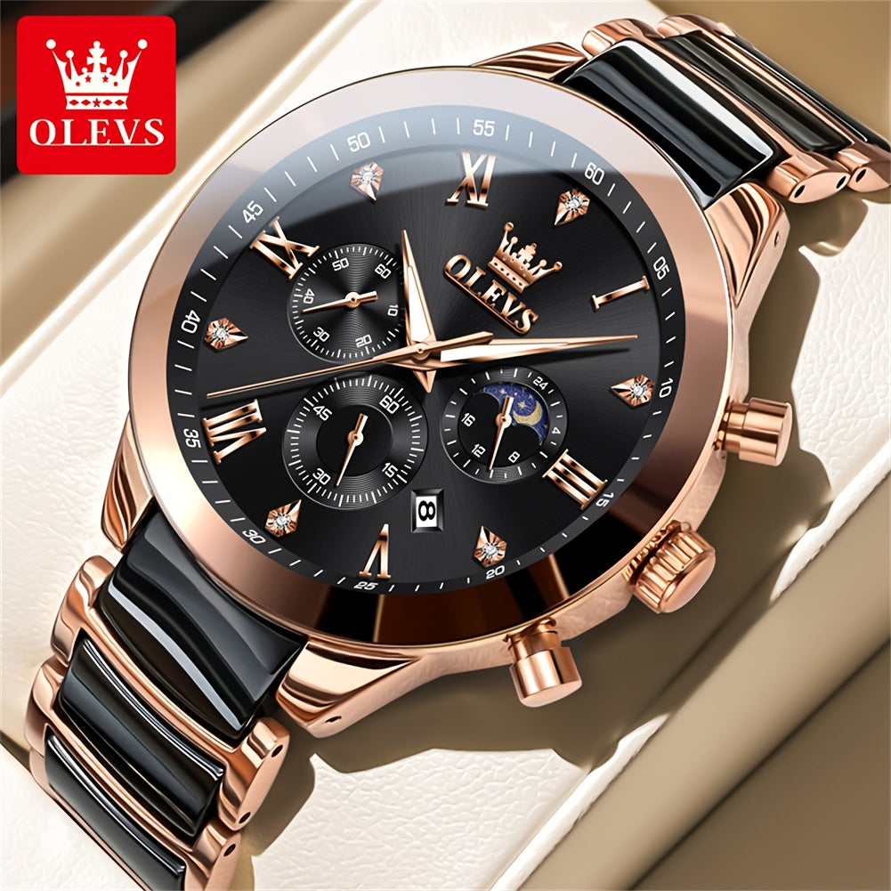 OLEVS Men's Stainless Steel Business Watch with Chronograph