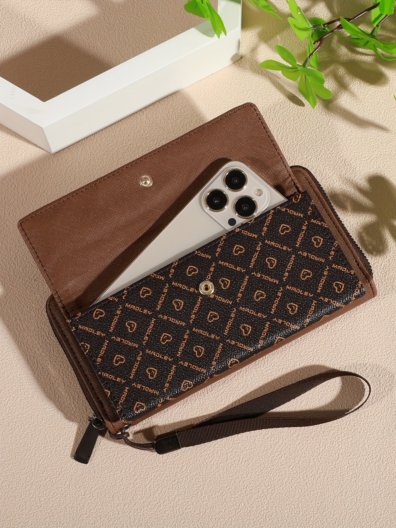 Classic PU Women'S Wallet, Long, Color-Block, Double-Layer Design, Zipper Closure, Zip Pocket, Photo Separation Layer, Nylon Lining, Continental Form Factor, with Positioning Printing for Women