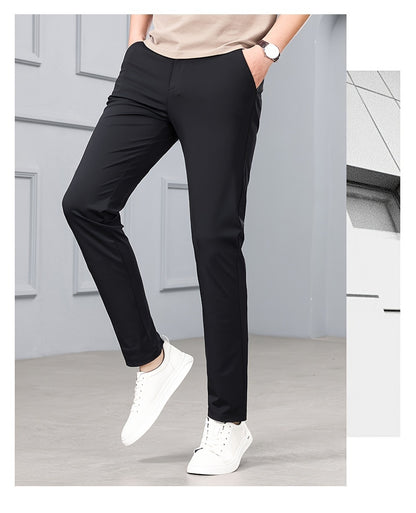 Men's Slim-Fit Stretch Casual Pants with Multiple Pockets - Waterproof, UV Protection, Light Gray, Straight Leg, Nylon Blend for Spring/Fall, Button Closure, Comfortable & Stylish Design, Everyday Comfort Pants | Modern Casua