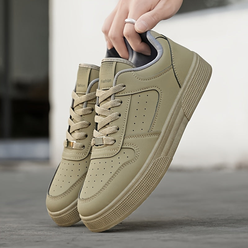 Breathable Skate Shoes - Sleek Black Low-Top Casual Sneakers with Durable PU Upper & PVC Sole, Comfortable Lace-Up Streetwear for Men and Women, All-Season