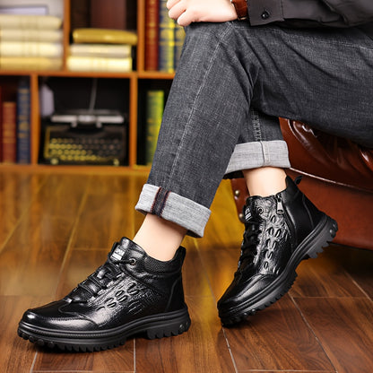 Men's Winter Lined Outdoor Work Boots, Anti-Slip High-Top Shoes