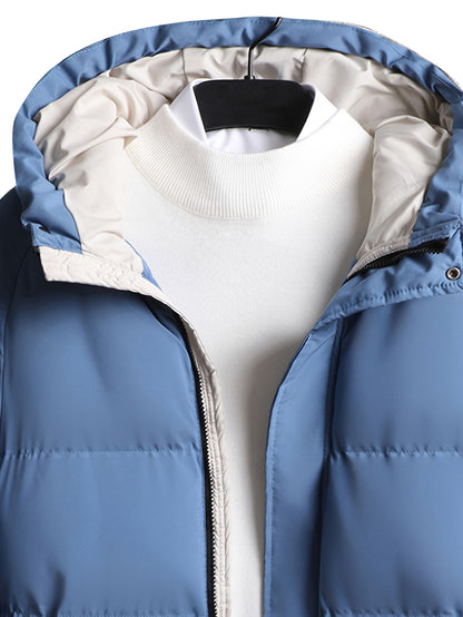 Men'S Heavyweight Winter Hooded Jacket - Thermal Insulated Cold Weather Coat with Zipper Closure, Long Sleeve Outerwear for Hiking, Skiing, Thick, Hiking Gear, Sleek Design, Durable Construction, Outdoor Enthusiasts