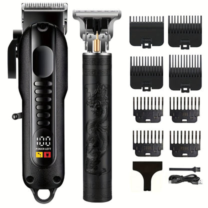 2pcs/3pcs Professional Men'S Hair Clipper - Cordless and USB Rechargeable Beard Trimmer with Limit Comb, Ideal for Haircutting and Beauty, Barber Clippers, Grooming Essentials, Sleek Design, Durable Construction, Personal Car