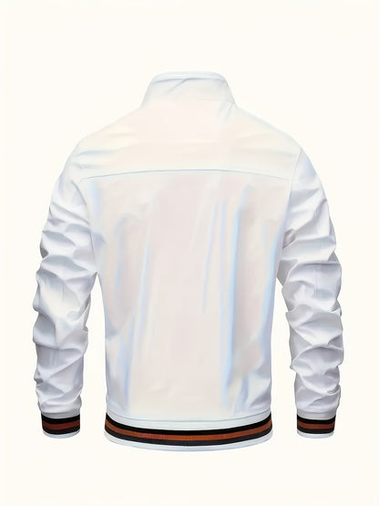 A Men'S Stylish Pilot Jacket, Made of Durable Fabric, Features Classic Striped Details, Perfect for Casual Outings Or Hiking. It Offers a Sense of Confidence And Fashion, Making It an Ideal Gift for Men