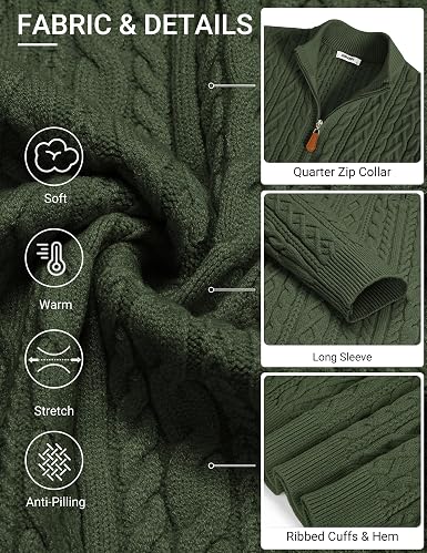 Men’s Quarter Zip Cable Knit Pullover Sweater