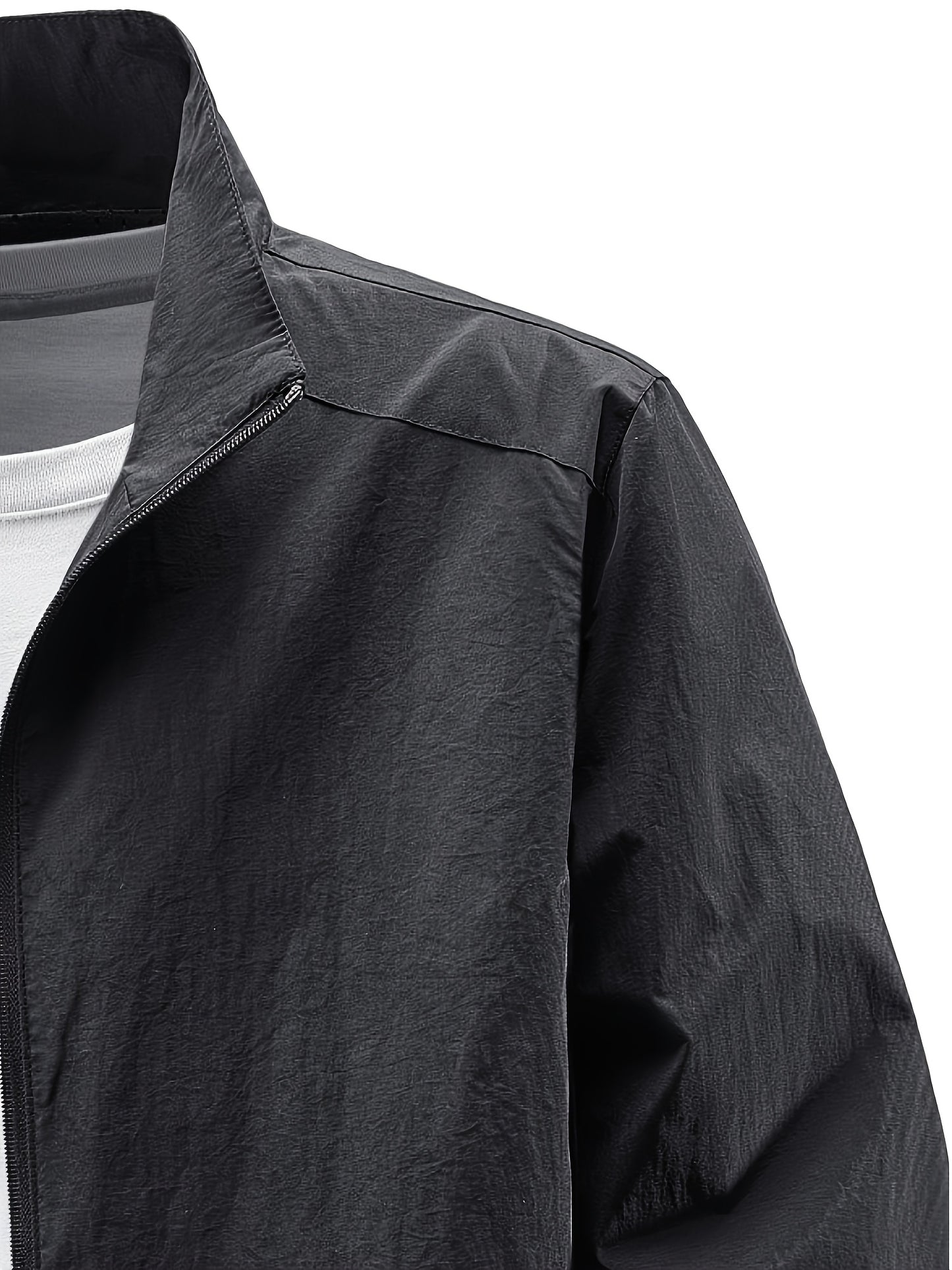 Տղամարդու ձիթապտղի կանաչ բոմբեր բաճկոն՝ կանգնած օձիքով - ամենօրյա, հարմարավետ, կայծակաճարմանդով վերնազգեստ՝ բացօթյա գործունեության համար, ամենօրյա հագուստ | Կանգնած օձիքով բաճկոն | Կայծակաճարմանդով բաճկոն