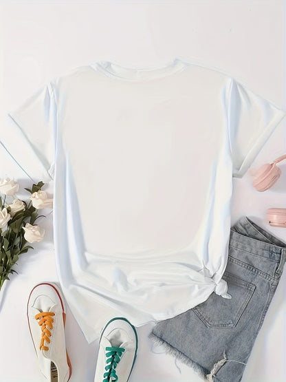 Casual Cotton Cartoon Graphic Round Neck Short Sleeve Tee