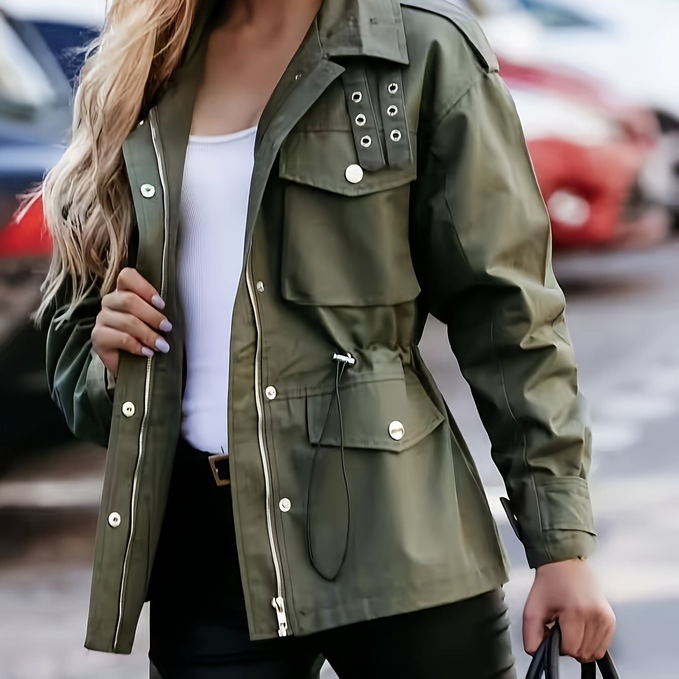 New Women'S Long-Sleeve Drawstring Jacket Coat in Retro European And American Style for Spring And Autumn 2025.