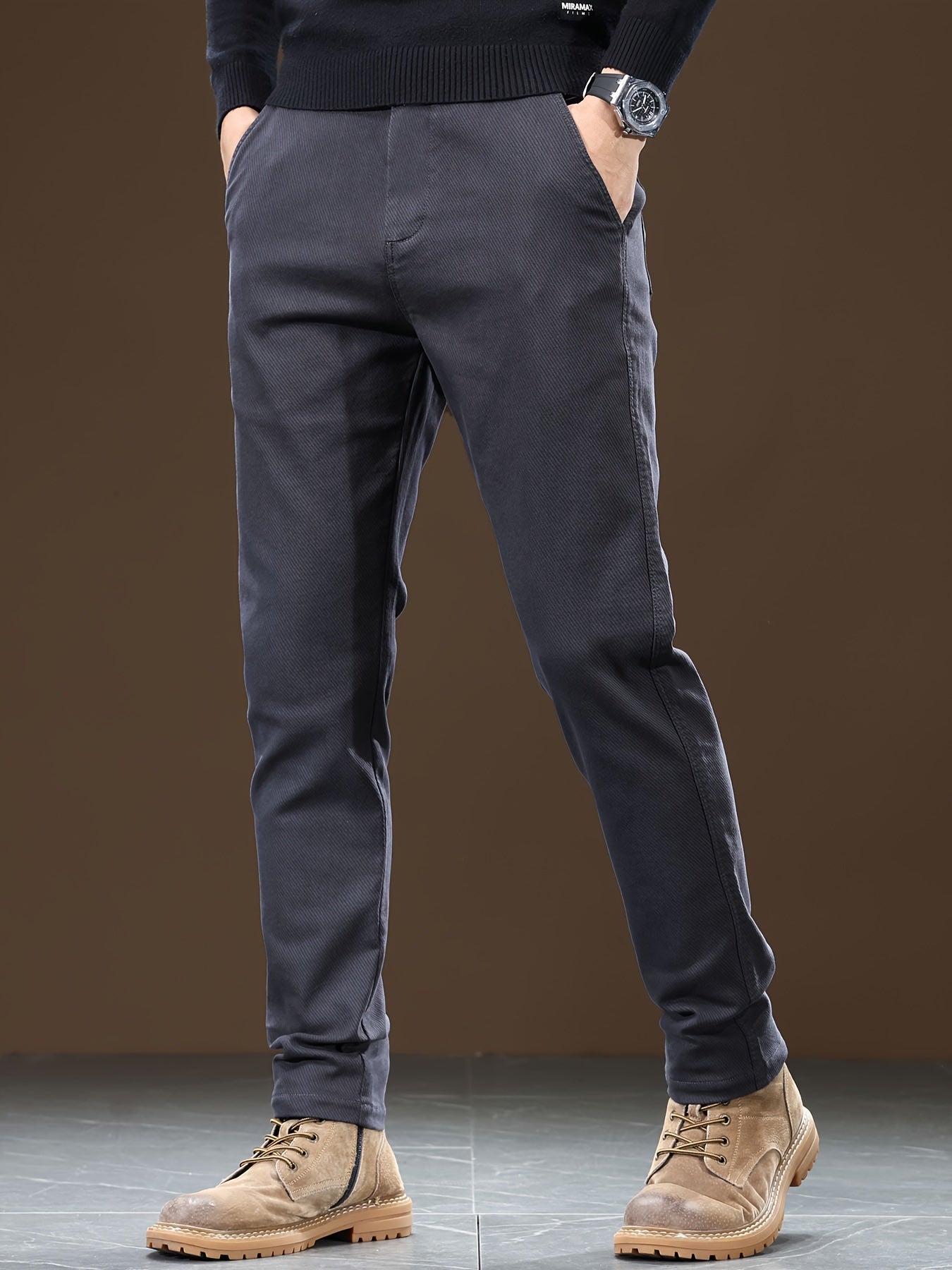 Men's Slim-Fit Cotton Blend Business Casual Pants