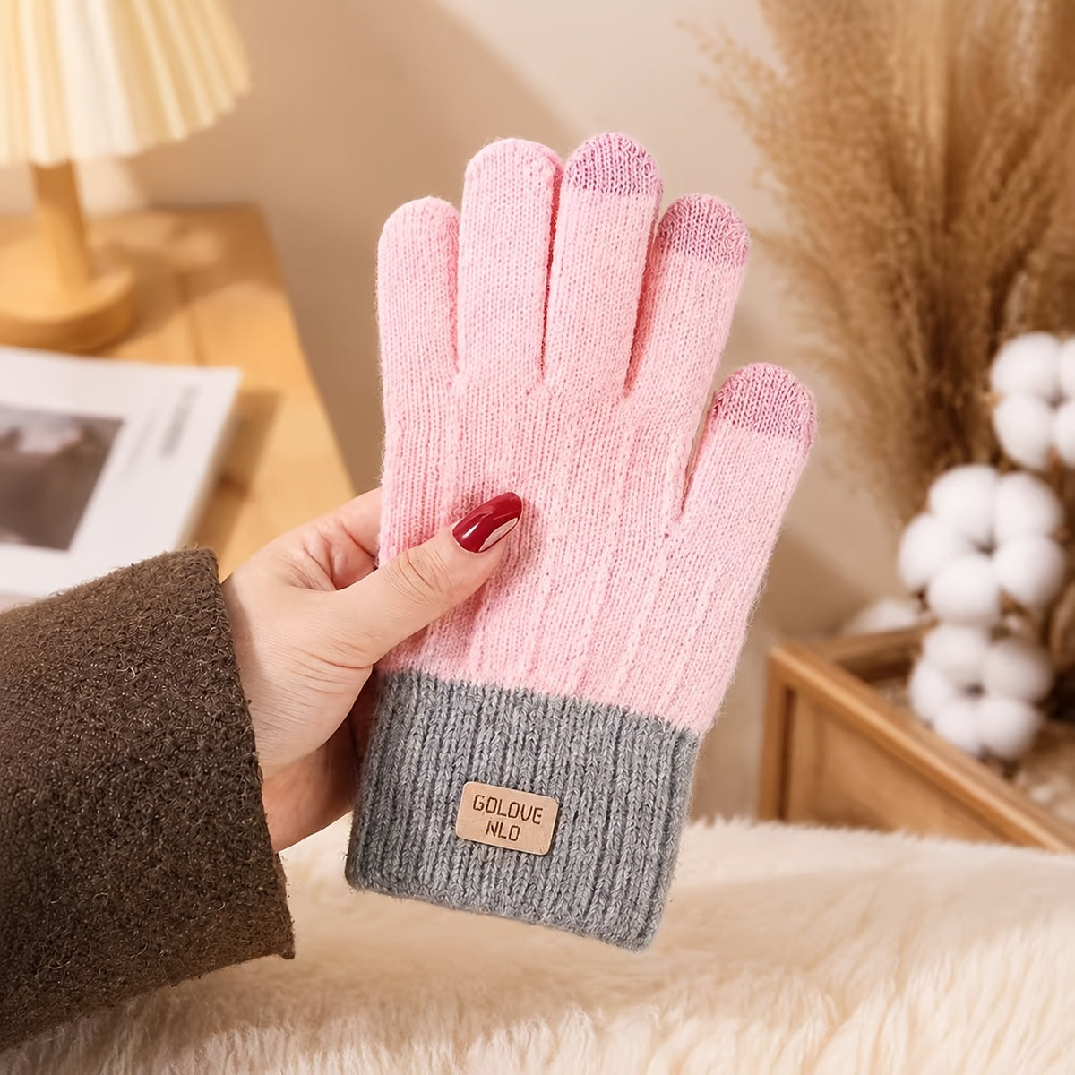 Unisex Winter Touchscreen Gloves, Soft Acrylic Knit, 6 Colors