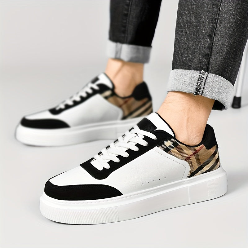 Men's Fashionable Street Sneakers - Comfortable & Non-Slip for City Exploration & Outdoor Activities - Robust Lace-Up Skate Shoes Suitable for Casual Attire