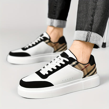 Men's Fashionable Street Sneakers - Comfortable & Non-Slip for City Exploration & Outdoor Activities - Robust Lace-Up Skate Shoes Suitable for Casual Attire