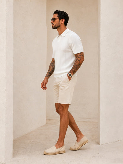 Men's Summer Knit Polo Shirt, Slim Fit Short Sleeve, Breathable