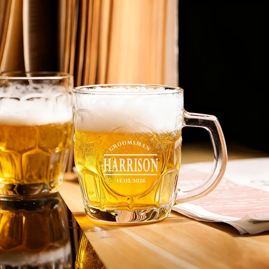 Personalized Glass Beer Mug Set for Wedding Groomsmen Gifts