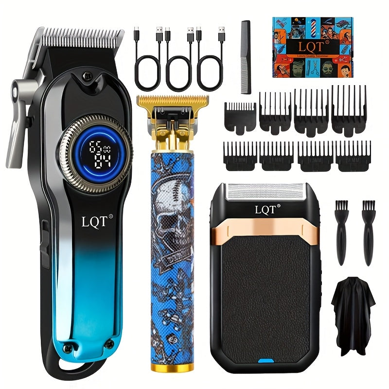 LQT 1pc/2pcs/3Ppcs Electric Hair Clipper Set/Designed for Men/Unique Graffiti Style/Men'S Grooming Kit/Beard Trimmer And Razor/Portable Home Hairdressing Tool/Men'S Gift/Father'S Day/Birthday Gift/Christmas Gift